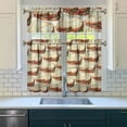 thumbnail image 3 of Kitchen Curtains 36 Inch Short - 3 Panel Set, Rod Pocket Window Curtain with Hamburger Sandwich Print, 100% Polyester for Farmhouse, Cafe, Kitchen, Bedroom, Easy Wash, Foodie Decor, 3 of 6