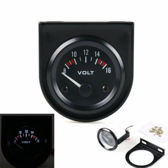 2" 52mm Mechanical White LED Car Auto Volt Voltmeter Voltage Gauge Meter 8-16V