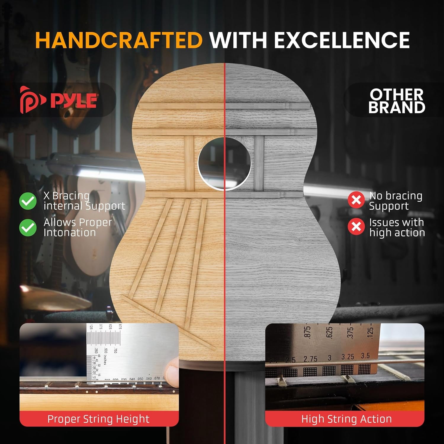 Pyle Left-Handed 3/4 Size Beginner Acoustic Guitar Kit – 36” All Wood Junior Guitar with Case, Strap, Picks, Tuner App & 2-Month Lessons (Natural Gloss)