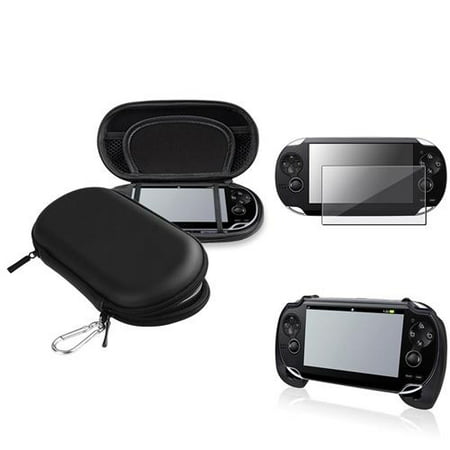 Insten Black EVA Case+Black Hand Grip+Clear Screen Protector For Sony PS Vita