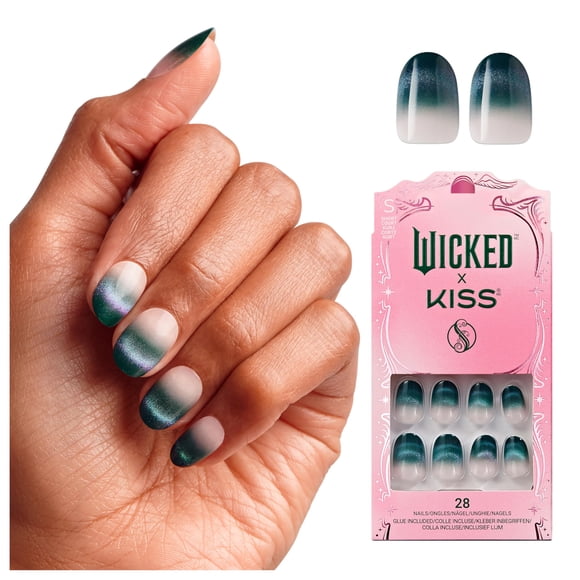 Uñas Postizas KISS No Ocultes Tu Magia Verde Cortas Ovaladas
