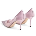thumbnail image 3 of XYD Women Elegant Rhinestones Pointed Toe Pumps Crystals Mesh Slip On Slim High Heel Evening Bridal Shoes Size 9 Pink, 3 of 4