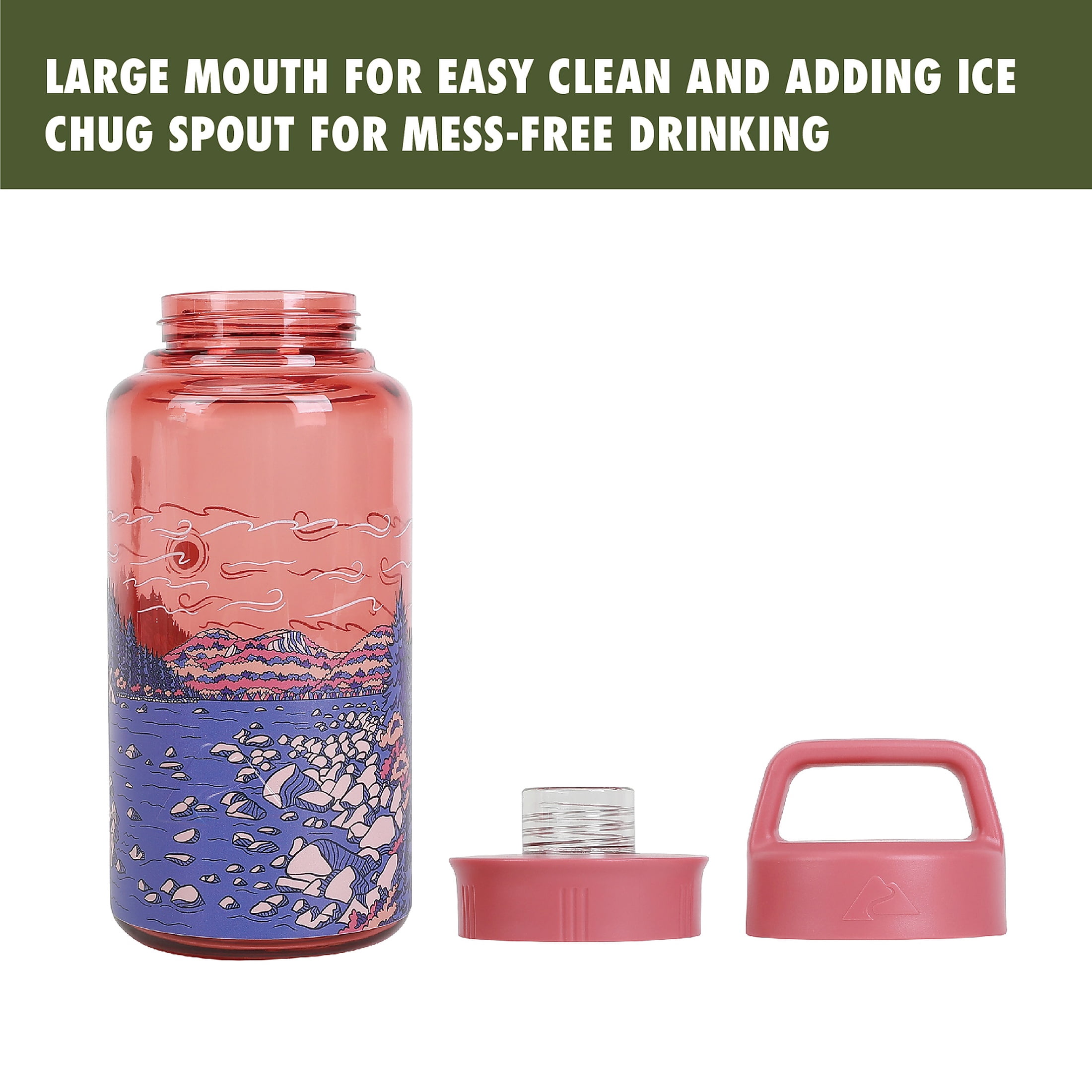 Ozark Trail 32 oz Tritan Water Bottle with Chug Cap, Granite Coast