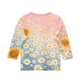 thumbnail image 4 of Abcomgle Girls Tshirts 6-7 Years Old Crewneck Daisy Flower Sunflower Print Girls Shirts 3/4 Sleeve Toddler Girls T-Shirts Summer Fashion Cotton Toddler Tops Girls, 4 of 5