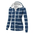 thumbnail image 5 of Htigea Striped Hoodies for Women Full Zip Up Hooded Long Sleeve Trendy Slim Fit Sweatshirts with Pockets Navy S, 5 of 9