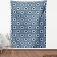 thumbnail image 3 of Ambesonne Blue and White Fabric by the Yard Upholstery, Floral Circles Dots, 2 Yards, Slate Blue Black White, 3 of 4