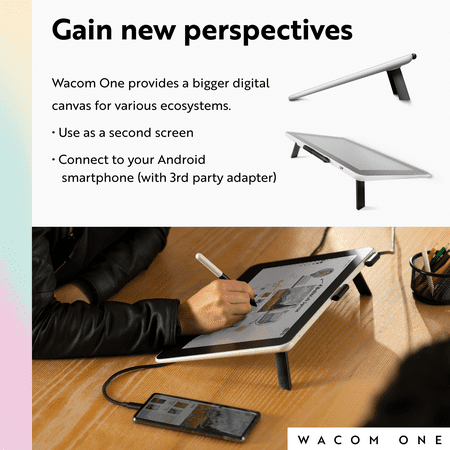 Wacom - One - Drawing Tablet with Screen, 13.3" Pen Display for Mac, PC, Chromebook & Android - Flint White