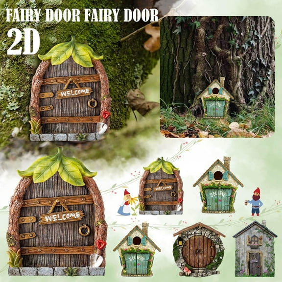 QHUDLV Miniature Fairy Garden Door,Believe Fairy Garden House,Hand Painted Fairy Doors That Open Fairy House,Fairy Garden Accessories for Home Outdoor Yard Tree Trunk,One-size