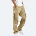 thumbnail image 2 of Tumotour Men Solid Casual Multiple Pockets Outdoor Straight Type Fitness Pants Cargo Pants Trousers, 2 of 6