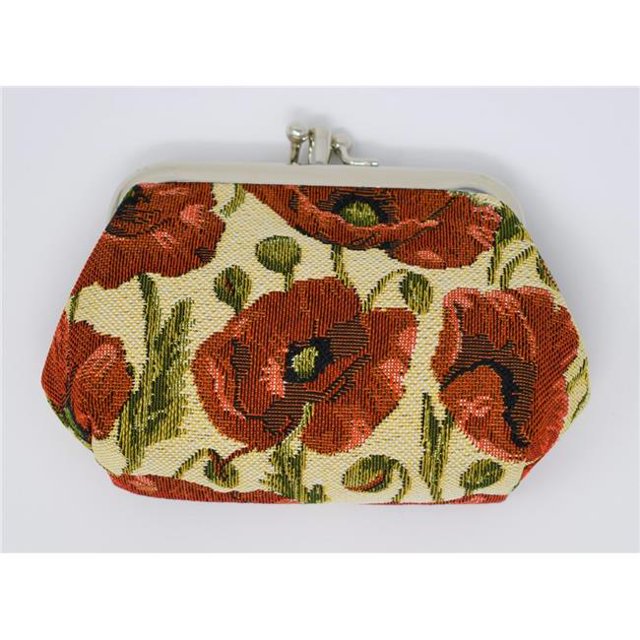 Tapestry Double Compartment Coin Purse - Poppy