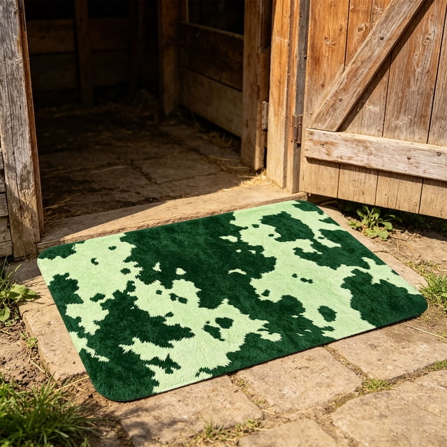 Cow Print Farmhouses Bathroom Mat Soft Absorbent Non-Slide Shaggys Rug Machines Washable Door Mat For Laundry Room Entryway Indoor Floor Decor
