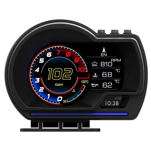 P6 Car Digital HUD Head Up Display Speedometer,OBD2 GPS Dual System Tachometer Water Temp Overspeed Alarm Clear Fault Code for Most Vehicles After 2008