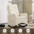 thumbnail image 4 of OUYAWEI UpholsteRed Rocking Chair in Fabric with High Backrest,Comfy Glider Accent Chair Rocking Chair,Side Pocket and Rubber Wood Legs,Rocking Chair Nursery for Nursery Room,White, 4 of 8