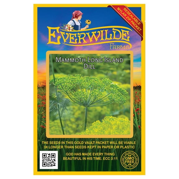 Everwilde Farms - 2000 Mammoth Long Island Dill Herb Seeds - Gold Vault Jumbo Bulk Seed Packet