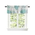 thumbnail image 2 of Kitchen Cafe Valance Curtain for Small Windows,Abstract Chrysanthemum Flower Rod Pocket Short Valances White and Teal Floral on Grey Window Treatment Panel for Living Room/Bedroom/Bathroom,42x12in, 2 of 9