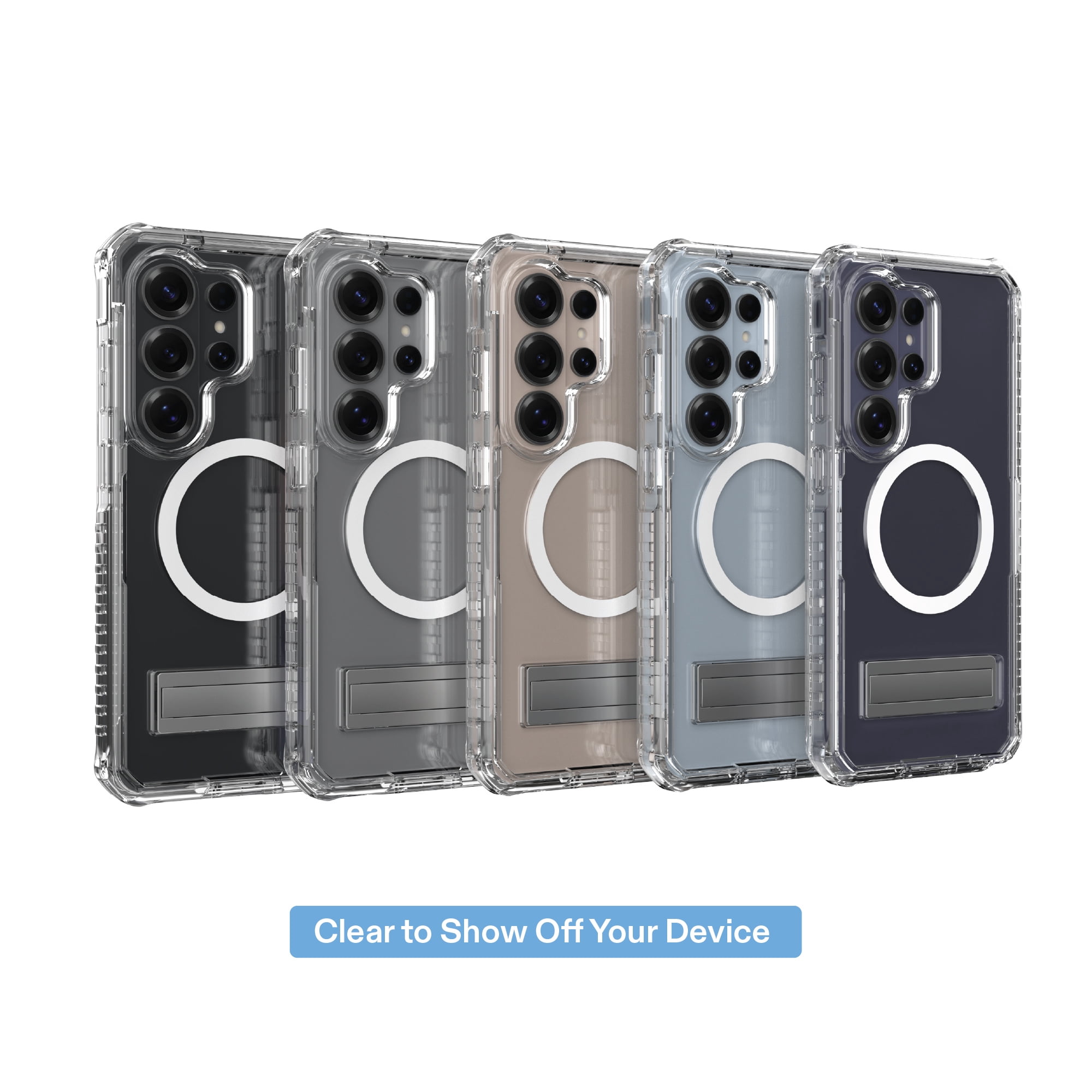 onn Magnetic Compatible Rugged Phone Case with Kickstand for Samsung Galaxy S26 Ultra - Clear
