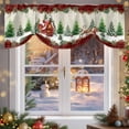 thumbnail image 6 of Christmas Tie Up Valances Curtain, Sled Cottage Snowflake Trees Plants Linen Red Adjustable Rod Pocket Short Window Treatment Tie Up Curtains Valances for Kitchen Living Room Bathroom 54x18 In, 6 of 9