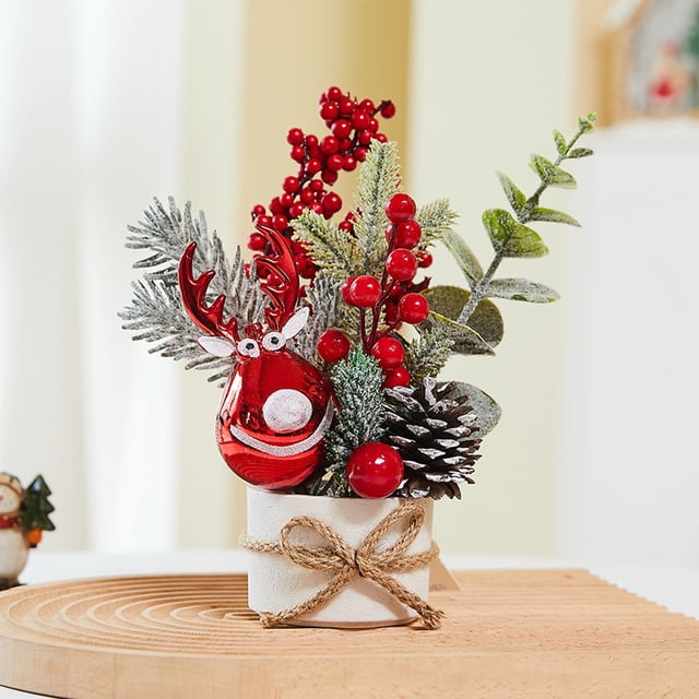Xihbxyly Árbol de Navidad Pequeño, Adorno de Mesa Multifuncional, Artesanía Exquisita, Material Plástico Duradero, Decoración Versátil para El Hogar, Uso En La Oficina o En Casa, Tamaño 23 X 16 X 16