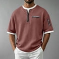 thumbnail image 4 of hotojiny Men's Quarter Zip Pullover Lightweight Textured Half Sleeve Sweatshirt Casual Crew Neck Patchwork Shirts, 4 of 7