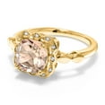 thumbnail image 2 of Gem Stone King 1.98 Ct Peach Morganite White Created Sapphire 18K Yellow Gold Plated Silver Ring, 2 of 6