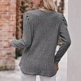 thumbnail image 4 of SWSMCLT Women's Long Puff Sleeve Knit Fall Top Loose Fit Boat Neck Fashion Sweatshirt Pullover Sweater Tshirt Soft Ribbed Dark Grey Small, 4 of 4