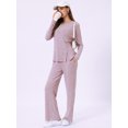 thumbnail image 3 of DARING DIVA Women's Knit Long Sleeve Ribbed Sleepwear Soft Crewneck Sets M Purple, 3 of 7