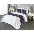 thumbnail image 3 of Floral Bed Runner Set, Asian Inspired Floral Pattern With Digital Drawn Leaves on Night Like Back, Decorative Bedding Scarf & 2 Pillow Shams for Hotels Homes, King, Scarlet White Indigo, by Ambesonne, 3 of 3