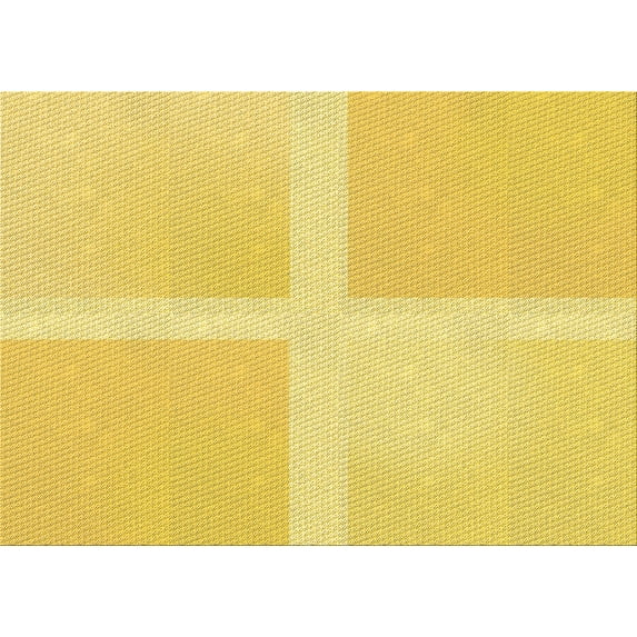 Ahgly Company Machine Washable Indoor Rectangle Transitional Bold Yellow Area Rugs, 2' x 5'