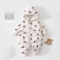 thumbnail image 2 of DHFJKG Infant Toddler Hooded Snowsuits Unisex Winter Clothes Fuzzy Lining Long Sleeve Print Button Down Onesie For Home Cozy One-Pieces, 2 of 4