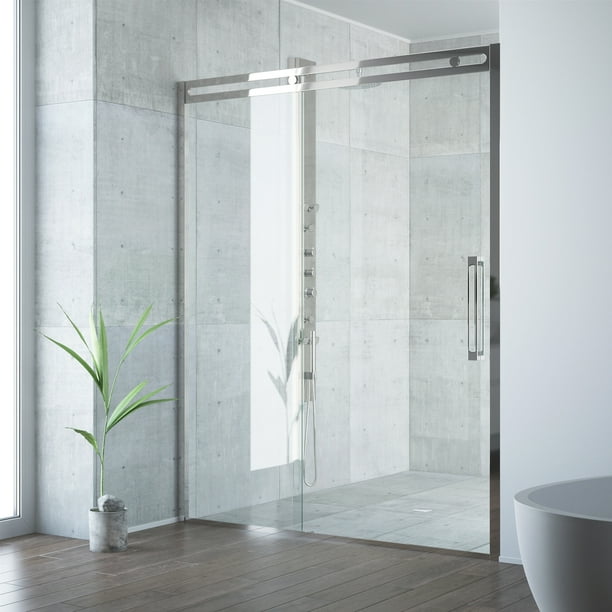 Vigo Erie 59 1 2 To 60 In X 73 5 Framed Sliding Shower Door Stainless Steel With Clear Glass And Handle Com Framed Sliding Shower Door, Vigo Sliding Shower Doors