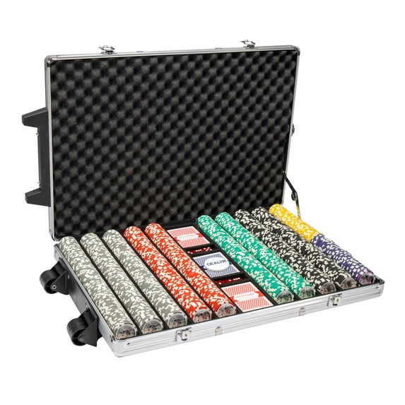 1000ct Rolling Aluminum Case Ben Franklin Poker Chip Set