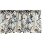 Ambesonne Hummingbird Window Valance, Birds and Hibiscus Flowers Nostalgia Antique Design Classical Print, Curtain Valance for Kitchen Bedroom Decor with Rod Pocket, 54" X 12", Teal Brown