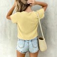 thumbnail image 7 of yillto Short Sleeve Tee for Girls Round Neck Shirts Bow Ruffle Sleeve Summer Cute Tops 3-14 Years, 7 of 7