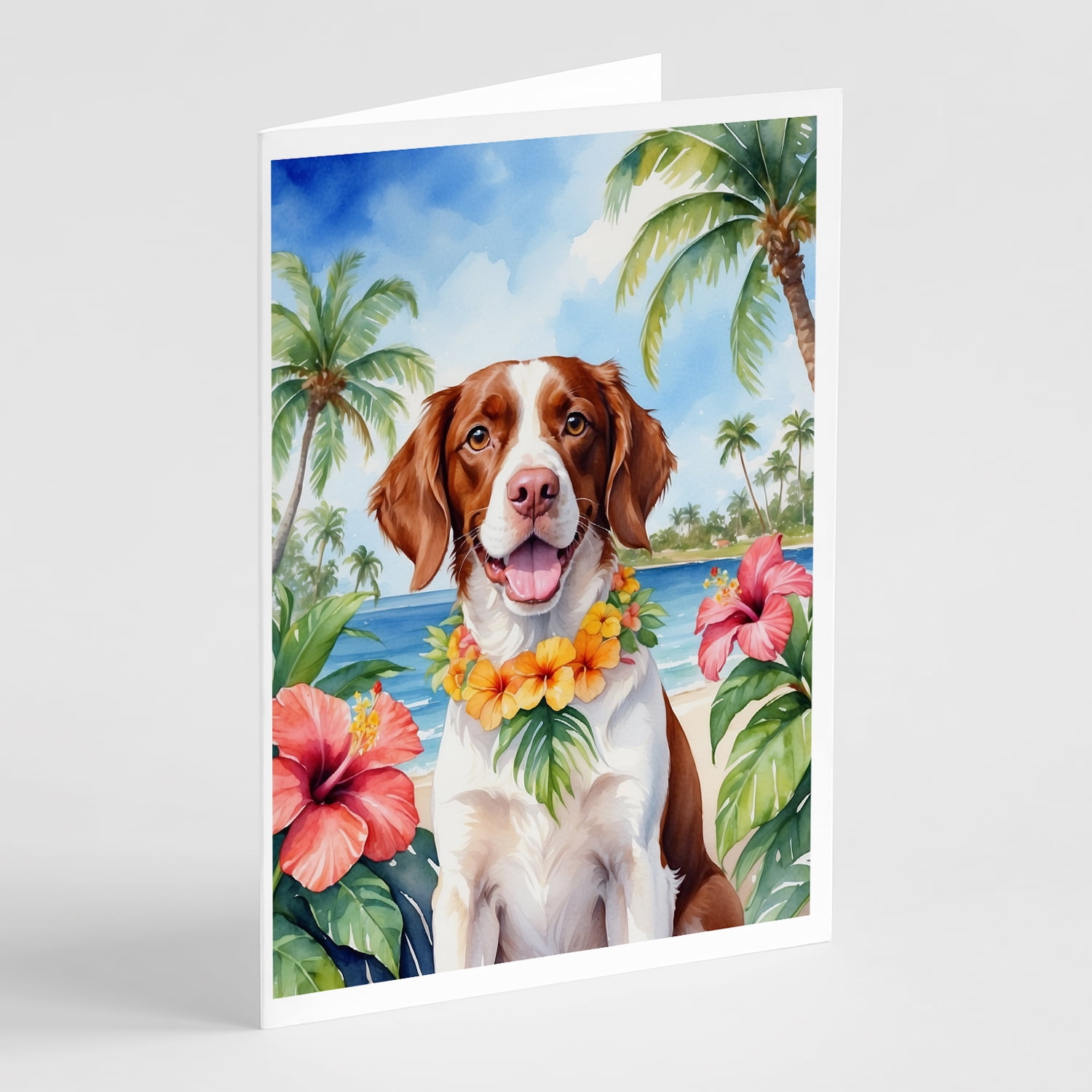 Boxer Luau Greeting Cards Pack of 8 7 in x 5 in