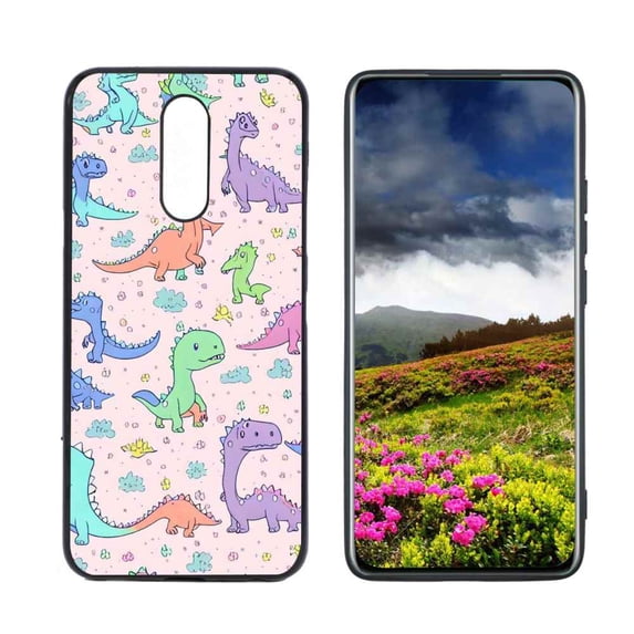Compatible with LG K12 Plus Phone Case, Cute-Dinosaur-T-Rex-Dino50 Case Men Women, Flexible Silicone Shockproof Case for LG K12 Plus