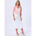 thumbnail image 2 of DARING DIVA Women's Elegant 3/4 Sleeve Mesh Sheer Cardigan Evening Shrug XS Pink, 2 of 4