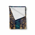 thumbnail image 2 of Paisley Soft Flannel Fleece Throw Blanket, Backgrounded Design with the Pattern of Flower Leaves and Dots Image, Cozy Plush for Indoor and Outdoor Use, 60" x 80", Blue Earth Yellow, by Ambesonne, 2 of 6