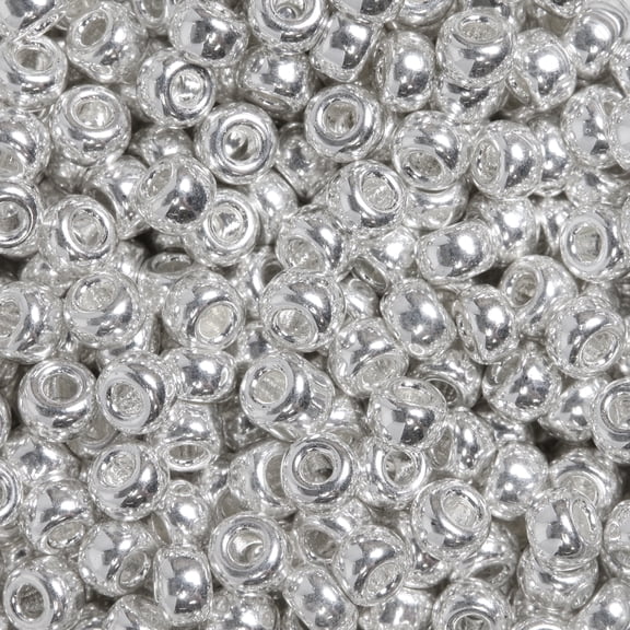 Miyuki 8/0 Seed Beads – Bright Sterling Silver Plated, 3mm Beads with 1mm Hole, Premium Japanese Glass Beads for Jewelry Making, Bead Weaving & DIY Crafts