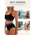 thumbnail image 3 of Eytino Bathing Suits for Women High Waisted Textured Bikini Set Floral Print Scoop Neck Swimsuit Black S, 3 of 6