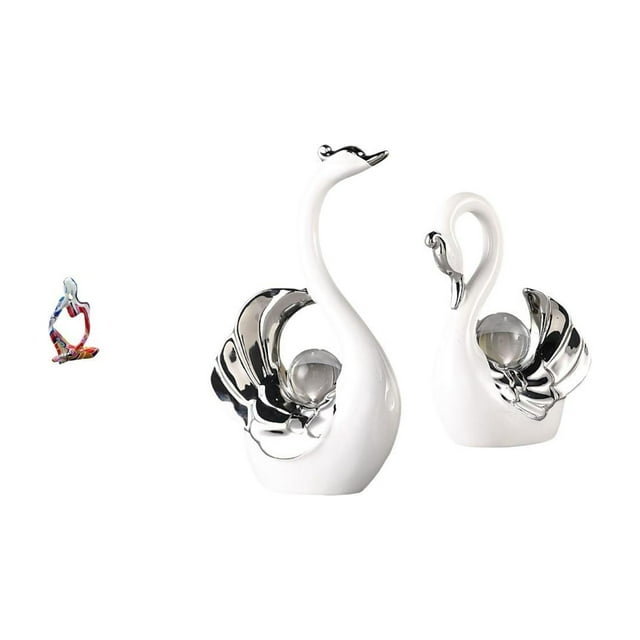 Estatua de resina de un pensador sentado. Figura decorativa abstracta. Estatua de cisne. Artesanía moderna de cerámica hecha a mano. Ideal para sala d