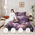 thumbnail image 3 of Castle Fairy Purple Motorcycle Full Size Comforter Sets 3 Pieces for Teens, Rose Garden Art Bedding Sets for Bedroom, Purple Pink,Black Reversible, 3 of 6