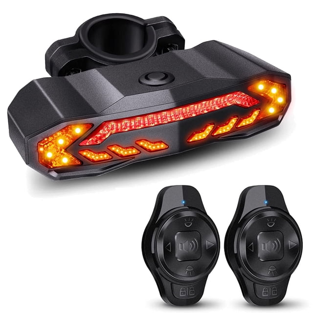 CHOK 5-in-1 Smart Bike Tail Light with Turn Signals and Brake Light Bike Horn Bike Alarm USB Rechargeable Bike Rear Light with Remotes