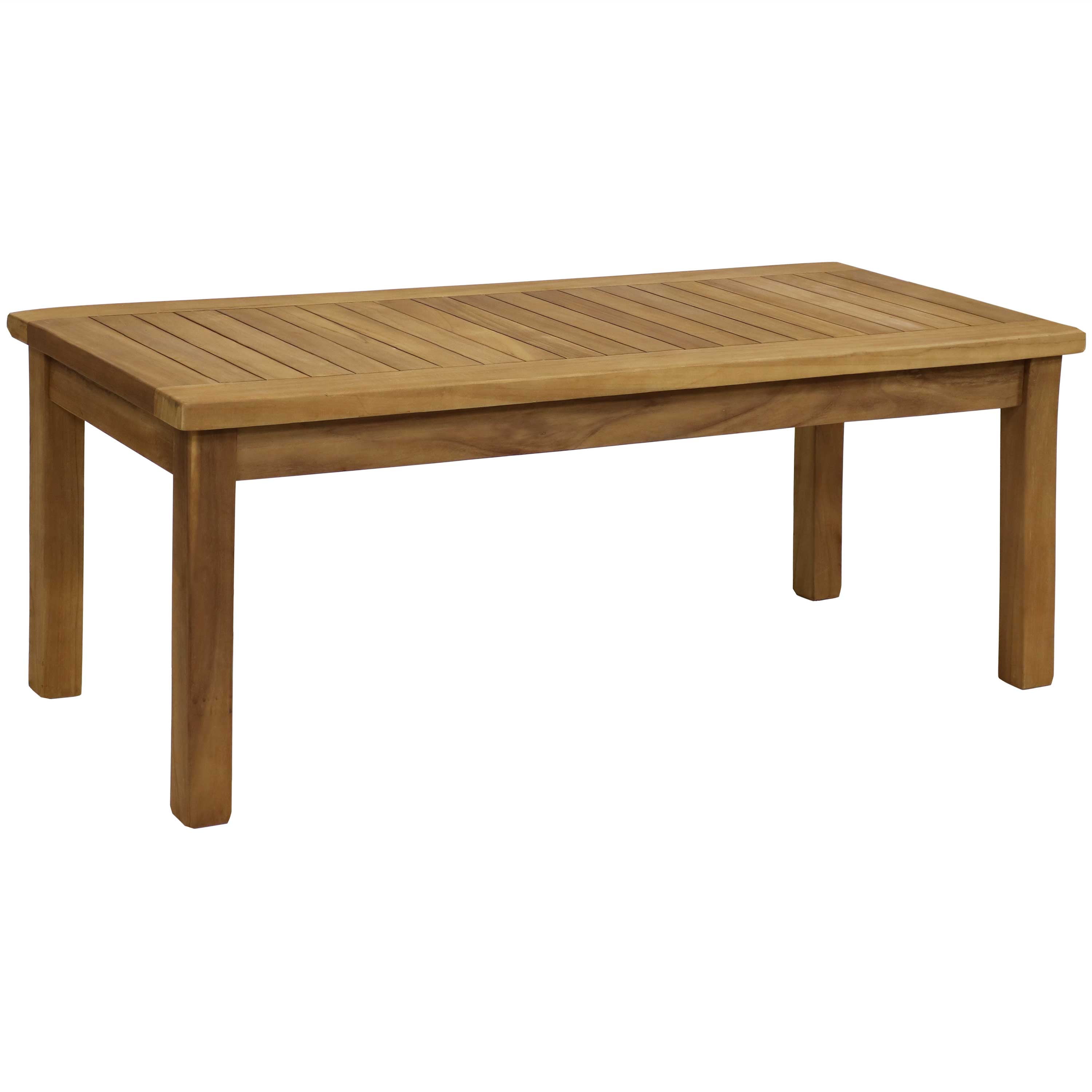Sunnydaze Solid Teak Outdoor Coffee Table Light Brown Wood Stain