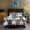 thumbnail image 3 of INK+IVY Mid-Century Cotton Printed Comforter Bedding Set in Navy, 3 of 3