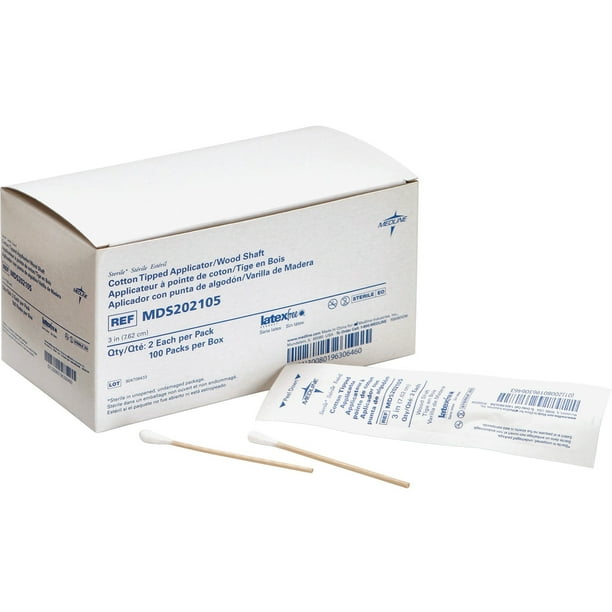 Medline Sterile CottonTipped Applicators, White, 200 / Box (Quantity