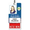 thumbnail image 2 of 5 Pack - ICU RN Badge Buddies - Vertical Heavy Duty Spill & Tear Resistant Cards - 2 Sided- Quick Role Identifier ID Buddy for Critical Care Nurses/Intensive Care Registered Nursing Jobs (Red), 2 of 2