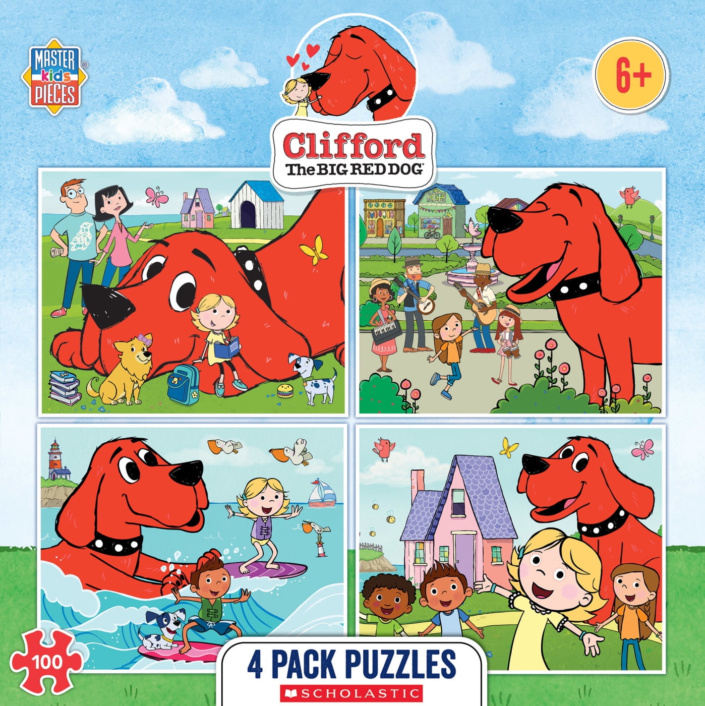 MasterPieces Kids Puzzle Set - Clifford 4-Pack 100 Piece Jigsaw Puzzles