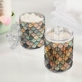 thumbnail image 2 of Yayeee 2 Pack Qtip Holder Bathroom Cotton Swab Canister with Lid Clear Dispenser Set, Green Art Pattern, 2 of 6