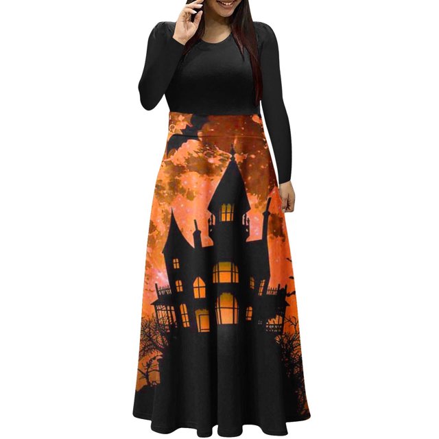 Long Sleeve Dress,3/4 Sleeve Dress for Women,Womens Fashion Printed Long Sleeve Round-Neck Pullover Patchwork Dress,Dress for Women Casual,Dress with Sleeves
