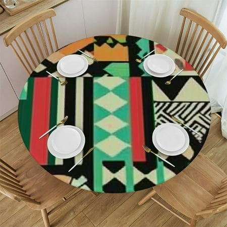 

Autua Geometric Shapes Round Tablecloth 100% Polyester with Elastic Edge for Outdoor Picnic Camping and Indoor Kitchen Dining Party 42 -46